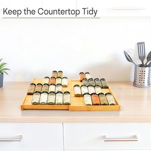 ชั้นวางเครื่องปรุงครัว 4 ชั้น สามารถเคลื่อนย้ายและจัดเก็บได้เพื่อประหยัดพื้นที่ ชั้นวางเครื่องเทศแบบขยายได้ทำจากไม้ไผ่ - Product Image 5