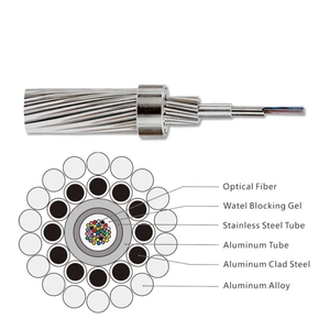 Câble à <span class=keywords><strong>fibre</strong></span> <span class=keywords><strong>optique</strong></span> OPGW à tube central 12-48 fibres, autoportant, en acier recouvert d'aluminium (ACS) pour ligne électrique aérienne - Product Image 1