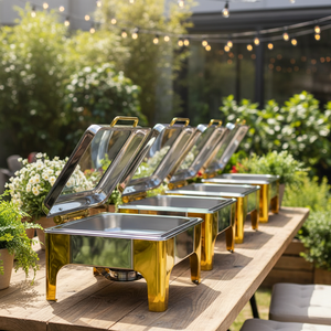 Chauffe-Plats Visible ORIX Gold en Acier Inoxydable pour Buffets et Traiteurs – Ensemble Complet pour Restaurants - Product Image 2