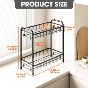 <b>Kitchen</b> Countertop Spice <b>Rack</b> Two Tier Metal Storage Organizer For Seasonings Oils Condiments Standing Type Durable Rectangle - Product Image 3