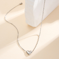 Kalung Hati Minimalis Halus Bahan Stainless Steel Lapis Emas Poles Berkilau Liontin Cinta Rantai Kotak Buatan Tangan Perhiasan Tahan Air