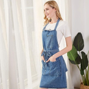 DUOLAI-<span class=keywords><strong>Delantal</strong></span> de cocina vaquero ajustable con bolsillos para hombre y mujer, nuevo diseño y logotipo personalizado, venta al por mayor - Product Image 3