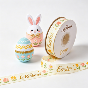 Customized Print Gold Foil Easter Gift Wrapping Craft Grosgrain <b>Ribbon</b> for Bows Decoration <b>Ribbon</b> 50 Yard Rol - Product Image 6