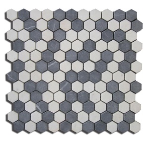 BOTON STONE Albâtre Blanc + noir Marquina Marbre Hexagone <span class=keywords><strong>Mosaïque</strong></span> Carreaux autre <span class=keywords><strong>papier</strong></span> <span class=keywords><strong>peint</strong></span>/panneaux muraux - Product Image 1