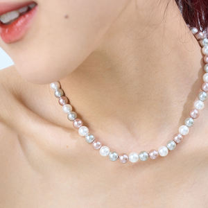 उच्च अंत प्राकृतिक गोल मीठे पानी के मोती फैशन गहने उपहार शुद्ध मोती हार - Product Image 1