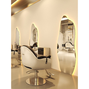 Espejo LED de Pared con Diseño de Onda Irregular Grande y Personalizable, con Luz Tricolor, para Barbería y Salón de Belleza, Suministro de Fábrica - Product Image 2