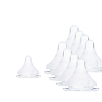 Tétines pour biberon en silicone Lansinoh NaturalWave, motif dessin animé, large ouverture, débit moyen, lot de 8, anti-colique, avec aérations, sans BPA ni BPS