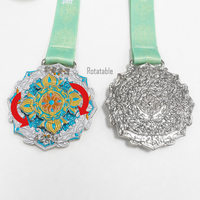 Médaille de marathon personnalisée 3D rotative, récompense de finisseur 42KM 5K, médailles de course en alliage de zinc émaillé avec ruban, souvenir en métal