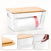 Porte-sac poubelle extra large avec poignées supérieures en bambou, 2 packs, distributeur de sacs à ordures sous l'évier pour l'organisation de la maison, usage alimentaire
