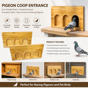 Porte d'entrée en bois écologique anti-évasion pour pigeonnier, trappe pour pigeons de course européens, porte d'accès multi-tailles pour cage à oiseaux toutes saisons - Product Image 2