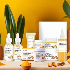 Set <span class=keywords><strong>de</strong></span> cuidado <span class=keywords><strong>de</strong></span> la piel <span class=keywords><strong>de</strong></span> cúrcuma <span class=keywords><strong>de</strong></span> 9 piezas al por mayor, hidratación <span class=keywords><strong>de</strong></span> larga duración, brillo, apriete la sequedad, reduce el <span class=keywords><strong>kit</strong></span> completo <span class=keywords><strong>de</strong></span> cuidado <span class=keywords><strong>de</strong></span> la piel multiusos - Product Image 1