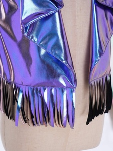 Chaleco Metálico con Flecos para Niñas, Sin Mangas, Solapa con Muescas, Iridiscente, Disfraz de Baile para Escenario, Jazz, Hip Hop, Actuación, Personalizado - Product Image 4