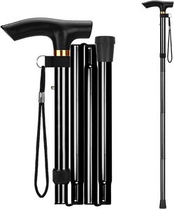 Canne de marche pliable en aluminium, 220 LBS, hauteur réglable sur 5 niveaux, antidérapante, pour personnes âgées, Katlanir Baston Canne Vielle Personne - Product Image 1