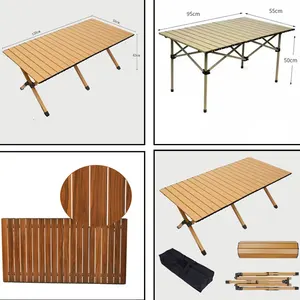 Foldable Beech Wood Roll Wooden Picnic Folding Outdoor Modern Solid Wood Accept Customized Camping Table