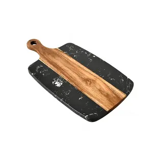 黑色大理石和相思木板环保奶酪砧板熟食店厨房烧烤服务板