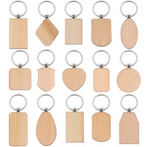 Custom Logo Design Blank Wooden Keychain Factory Wholesale Handmade DIY Gifts Natural Wood Key Tag