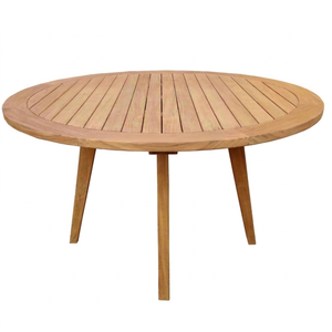 Modern Teak <b>Patio</b> Outdoor Garden Furniture <b>Round</b> Dining <b>Table</b> 120cm Diameter for Exterior Farmhouse Use - Product Image 1