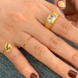 Anillo fino <span class=keywords><strong>de</strong></span> acero inoxidable para mujer, sortija <span class=keywords><strong>de</strong></span> oro sólido <span class=keywords><strong>de</strong></span> 18k con flor <span class=keywords><strong>de</strong></span> nacimiento, sortija <span class=keywords><strong>de</strong></span> joyería <span class=keywords><strong>de</strong></span> regalo para cumpleaños y Día <span class=keywords><strong>de</strong></span> la madre - Product Image 5