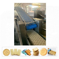 Ligne de production entièrement automatique de biscuits fourrés au chocolat avec mélangeur de pâte et four de cuisson en acier inoxydable 304, commande PLC