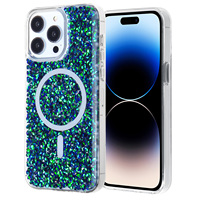 Coque de téléphone KINGSOUL ultra-résistante en TPU+PC, époxy, scintillante, de luxe, antichoc, style Ins, pour 15/16/17 Pro Max avec anneau magnétique