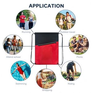 Logo personnalisé 210D Double épaule cordon sac à dos multicolore RPET polyester sport sac de rangement coton sacs à provisions réutilisables - Product Image 4