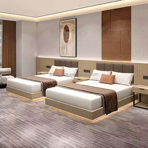 ชุดเฟอร์นิเจอร์ห้องนอนโรงแรม 3 ดาว สไตล์โมเดิร์น ราคาประหยัด โครงเตียงคิงไซส์หุ้มเบาะไม้แข็งแรง พร้อมหัวเตียงและโต๊ะข้างเตียง - Product Image 4