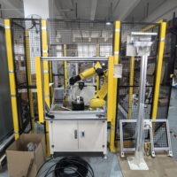 Robot FANUC M-20iD/25, 25 kg, 1831 mm, pour préhension et placement d'objets métalliques avec préhenseur personnalisé dans une clôture de sécurité, PLC intégré