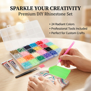 Set di Strass Fai-da-Te con Adesivo <span class=keywords><strong>per</strong></span> Gioielli, 24 Colori Vivaci, Strass in Resina, Kit Completo <span class=keywords><strong>per</strong></span> Pittura Diamante e <span class=keywords><strong>Arte</strong></span> Creativa - Product Image 2