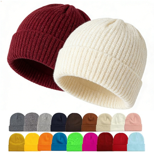 Ujoy Gift Factory – Nouveau <span class=keywords><strong>bonnet</strong></span> d'hiver unisexe en laine tricotée avec logo brodé personnalisé, chaud et à revers, idéal pour l'extérieur - Product Image 1