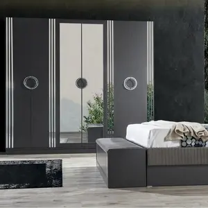 Cadre de lit double rembourré en cuir de luxe de Berlin meuble de maison ensemble de chambre à coucher lits en bois personnalisés King Size bois