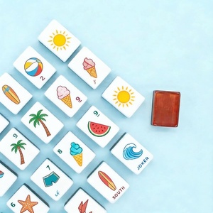 Ensemble de <span class=keywords><strong>Mahjong</strong></span> en Bois Gravé, Tuiles Acryliques Superposées de Luxe, Blocs de Couleurs à Trois Tons, Fournisseur de <span class=keywords><strong>Mahjong</strong></span> Occidental - Product Image 1