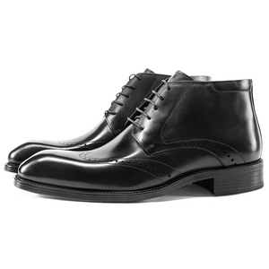 Botas Oxford de Vestir para Hombre, de Cuero Genuino Negro, Punta en Pico, con Cordones, Diseño Sólido, para Todas las Temporadas, Envío Directo - Product Image 1