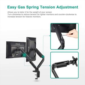 Support d'ordinateur portable en alliage d'aluminium à mouvement complet, bras à ressort mécanique, support mural pour moniteur 2-en-1, stabilité garantie, stock direct disponible - Product Image 4
