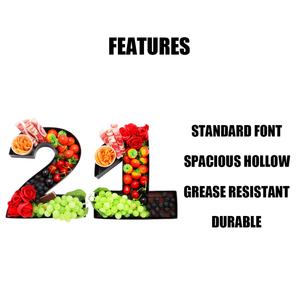 Bandeja de Cartón con Número para Arreglos Florales Rellenables de Aniversario Rosa y Negro, Dulces, Frutas y Charcutería - Product Image 5