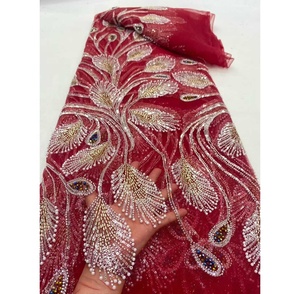 Gran oferta, ventas directas de fábrica, buen precio, Material agradable, encaje de lentejuelas, ropa de encaje francés para vestido de fiesta de noche Asoebi - Product Image 3