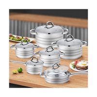 Ensemble de casseroles et poêles de qualité Realwin Factory, 12 pièces, en acier inoxydable, avec couvercles en verre
