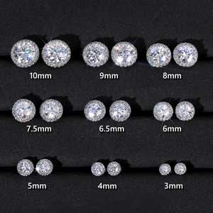 Pendientes de Plata de Ley con Halo de Moissanita VVS GRA Certificada, 2CT 1CT 3CT, con Certificado de Diamante, para Hombre y Mujer, Estilo Hiphop - Product Image 2