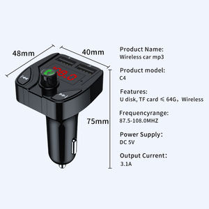 Transmetteur FM BT sans fil <span class=keywords><strong>moins</strong></span> <span class=keywords><strong>cher</strong></span> chargeur de voiture deux chargeur rapide USB prise en charge carte TF/USB lecteurs Mp3 de voiture - Product Image 4