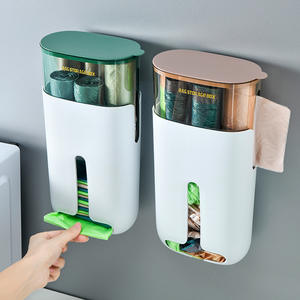 Boîte de rangement murale pour sacs poubelles avec couvercle, empilable, organisateur de cuisine, sacs poubelles extractibles, aucun perçage requis - Product Image 5