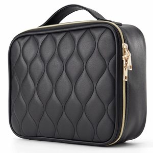 Travel <b>Makeup</b> Bag Leather Cosmetic <b>Case</b> Organizer Portable Artist Storage Bag for Cosmetics <b>Makeup</b> Brushes Toiletry Jewelry - Product Image 1