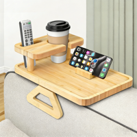 Plateau de canapé en bambou laqué avec porte-gobelets pour cuisine et salon – Rangement pour boissons et collations – Offre spéciale