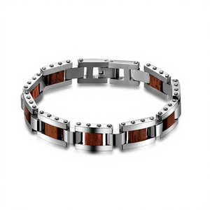 Pulsera de cadena de platino con dijes y logotipo personalizado, de madera para <span class=keywords><strong>hombre</strong></span>, de alta calidad, novedad <span class=keywords><strong>2022</strong></span>, al por mayor - Product Image 1