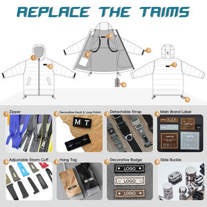 Vêtement d'extérieur pour homme de style urbain futuriste, tissu tissé imperméable, veste longue ample en duvet, OEM/ODM - Product Image 4