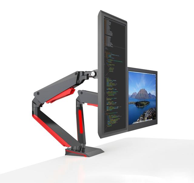 Dual Monitor Clamp 15''-27'' Aluminum Alloy Gaming Monitor Arm Stand with Gas Spring for Desks