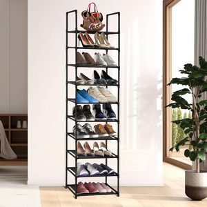Metal Frame 10-tier <b>Shoe</b> Rack <b>Space</b>-<b>Saving</b> <b>Shoe</b> <b>Storage</b> Organizer Non-Woven Fabric Stackable <b>Shoe</b> Shelf - Product Image 4