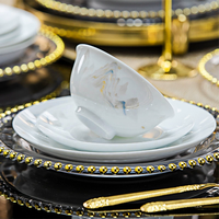 Service de vaisselle de luxe en porcelaine fine, assiettes, plats à dessert et bols à soupe en porcelaine blanche de haute qualité, 72 pièces, pour mariage ou cadeau de pendaison de crémaillère