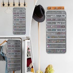 Double-Sided Folding Hanging Jewelry Organizer 80 Pockets 36 Hooks Fabric Storage Bag with Zipper for Earrings Necklaces Rings - Product Image 5