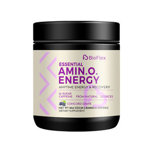 Vente en gros OEM Marque privée Poudre de complément énergétique à base de mélange d'acides aminés essentiels au goût de raisin naturel avec 100 mg de caféine - Product Image 1