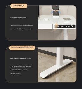 Bàn làm việc thông minh hiện đại, bền, thân thiện với môi trường, có thể điều chỉnh độ cao, mặt bàn kính cường lực, hai ngăn kéo, 4 chế độ nhớ kích thước, kích thước 55 x 24 inch - Product Image 5