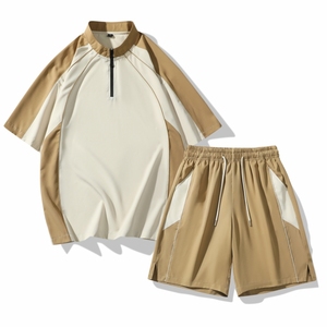 Costume POLO à manches courtes avec logo personnalisé Vêtements de sport de banlieue polyvalents Ensembles de t-shirts décontractés d'été 2025 pour hommes - Product Image 5